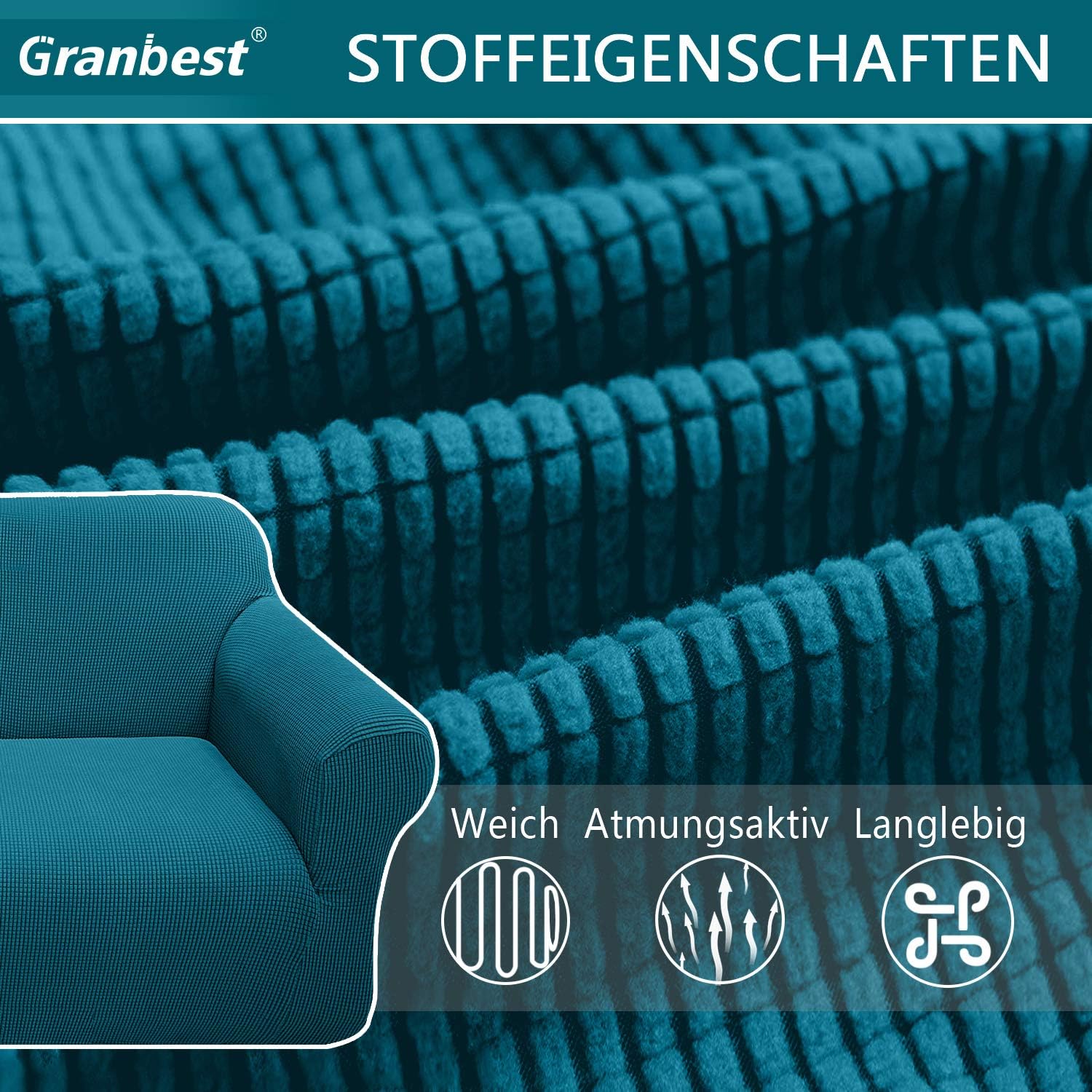 Granbest - Housse canapé jacquard - 3 places - élastique, anti-animaux