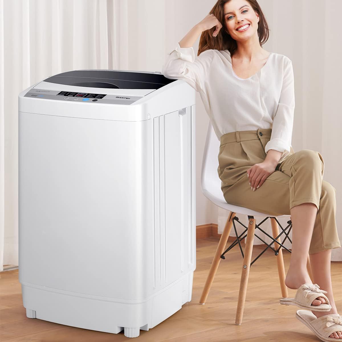 GOPLUS - lave-linge série - 50x50x85 cm - 4,5kg, 10 programmes, LED