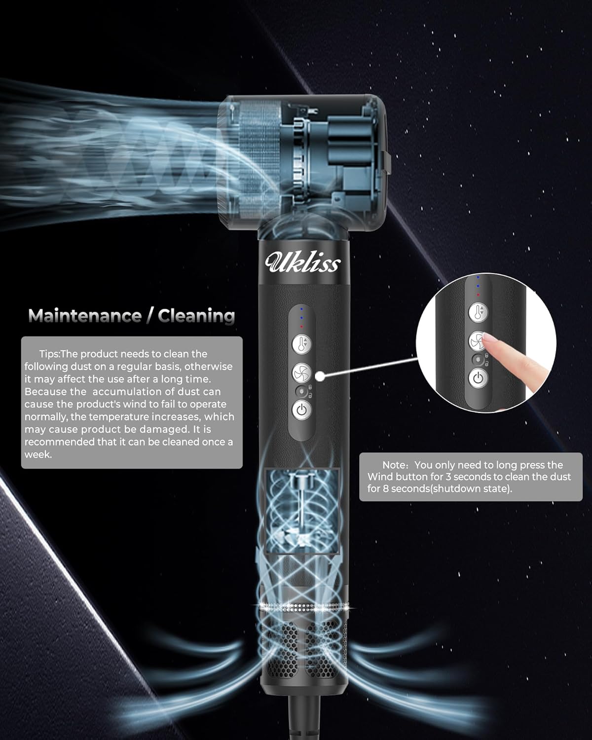 Brosse soufflante 7 en 1 - 10000 TR/MIN - 200M ions - diffuseur bouclés