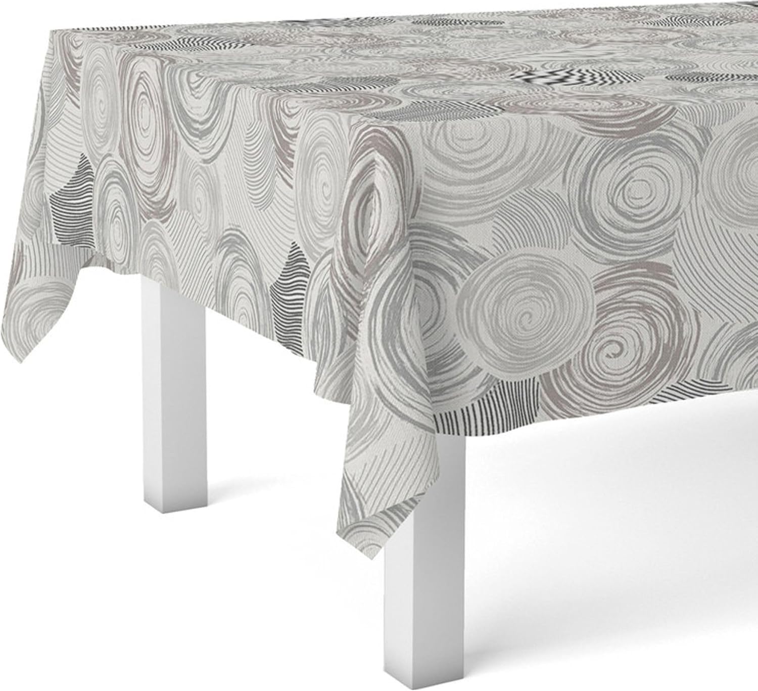 Nappe en toile cirée - Circle Gris - 200x140 cm - Anti-taches, imperméable