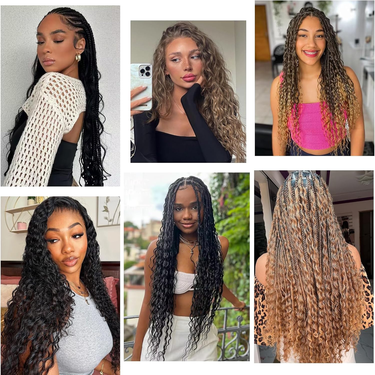 Extensions cheveux - Deep Wave, 22 pouces, lot de 6, bouclés synthétiques