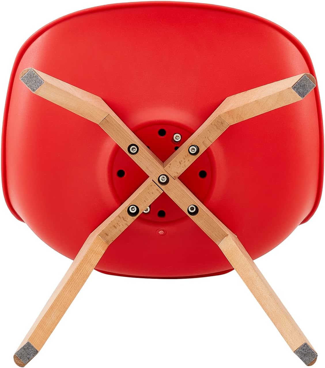 EGGREE - chaises scandinaves lot de 8 - bois hêtre, rouge, rembourrées