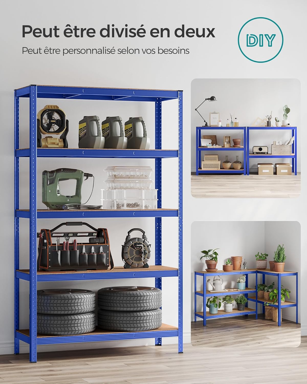 SONGMICS - étagère industrielle 60x120x200 cm, 5 niveaux, 750 kg, GLR060Q02