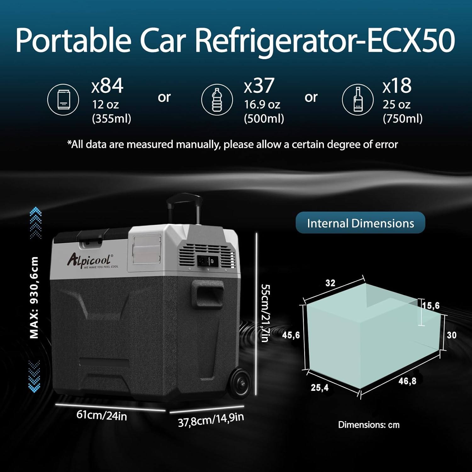 Alpicool - ECX50 - 50L - Frigo portable, compression, -20 à 20°C, ECX50