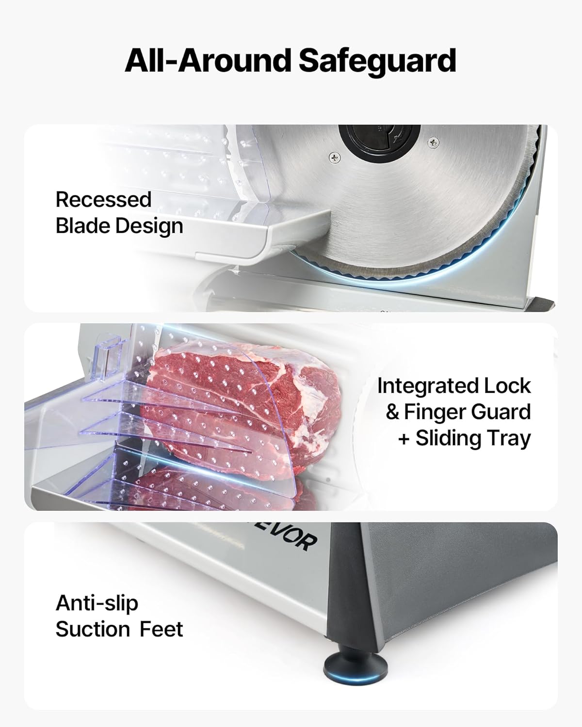 VEVOR - Trancheuse 200W - lame 190mm, épaisseur 0-15mm, 70-100tr/min