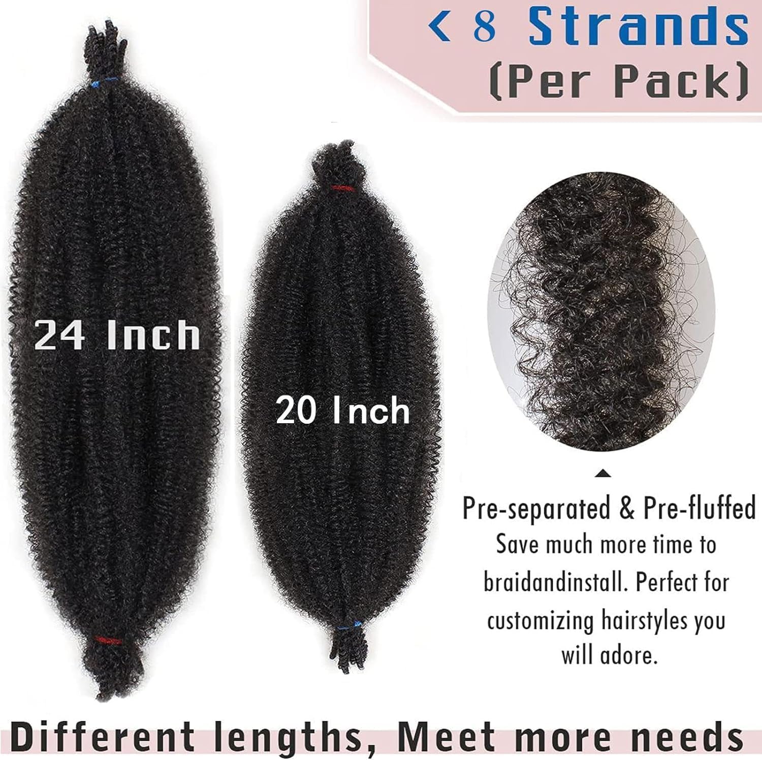 Xtrend - extensions afro torsadées, 50 cm, souples, 8 mèches, 1B3027#