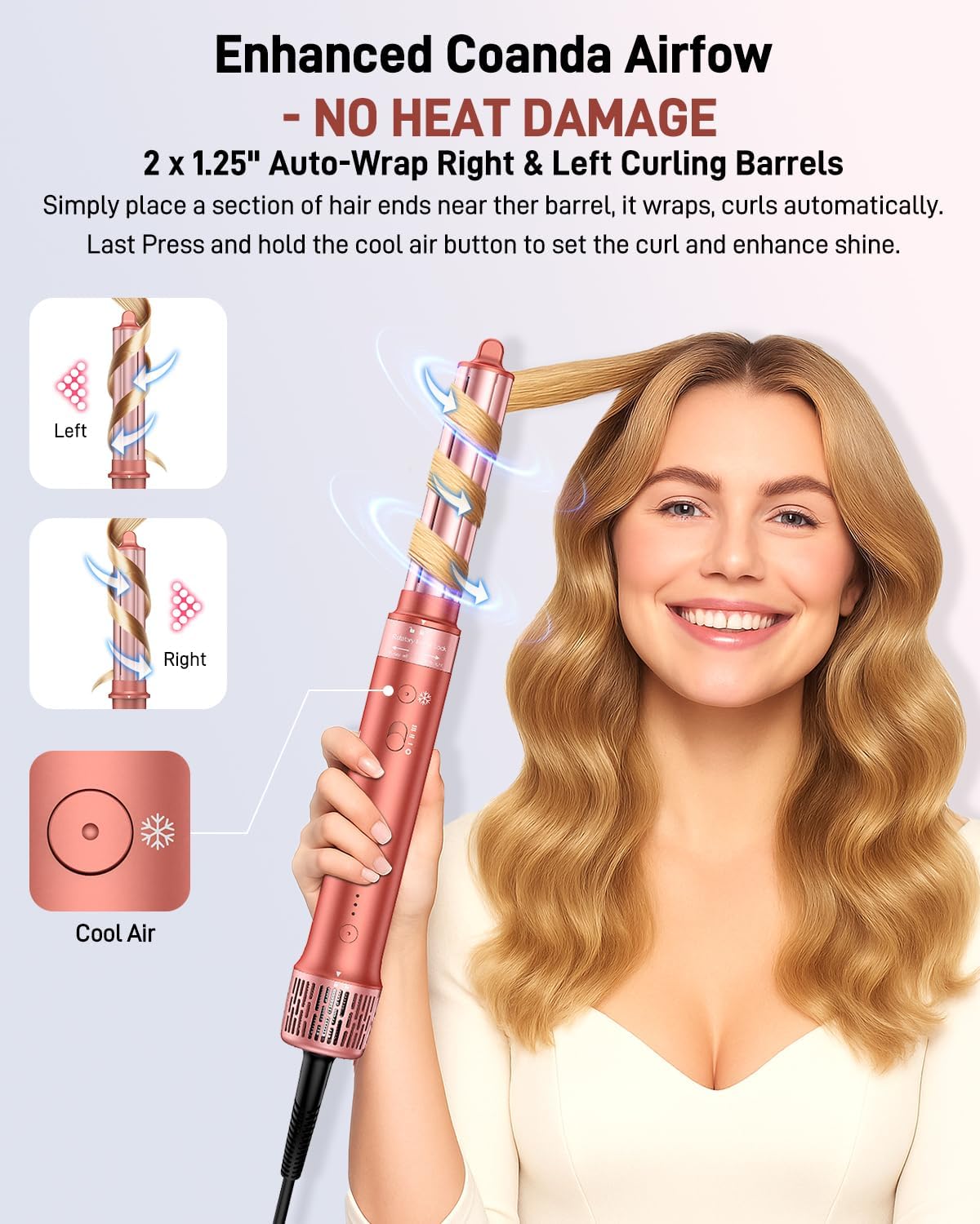 Sèche-cheveux 5 en 1 - air styler, séchage rapide, anti-frisottis, lissage, rangement