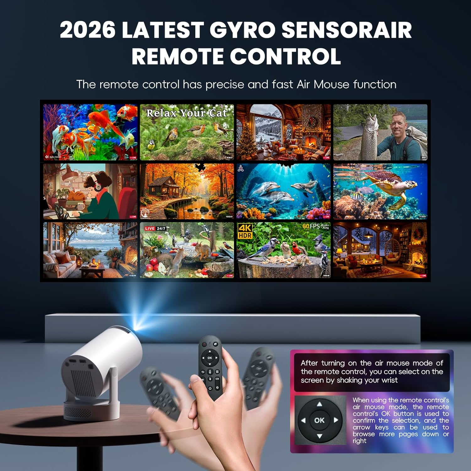 Vidéoprojecteur compact WiFi 6 Bluetooth 5.4 4K 180° AUTO KEYSTONE