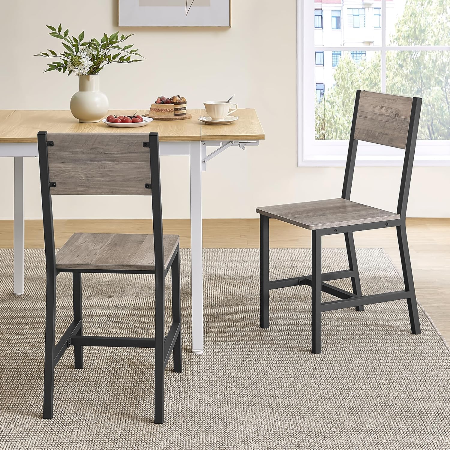 VASAGLE - chaise salle à manger, lot de 2, acier, style industriel, LDC092G01