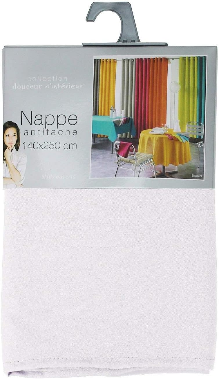 Nappe rectangulaire - uni polyester blanc - 140x250 cm - entretien facile