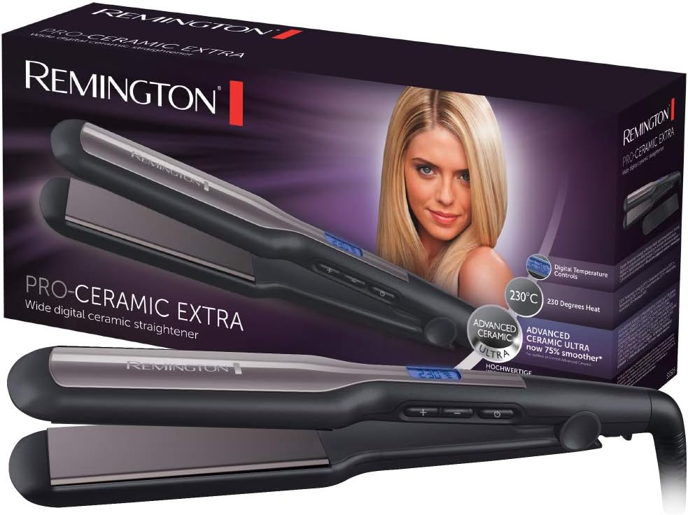 Remington - Lisseur Pro-Ceramic Extra - plaques 45mm - cheveux épais, écran LCD, 150-230°C, S5525