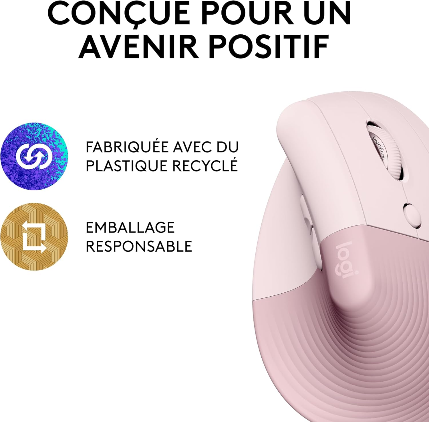 Logitech - Lift - Souris verticale compacte - sans fil, Bluetooth, 4 boutons
