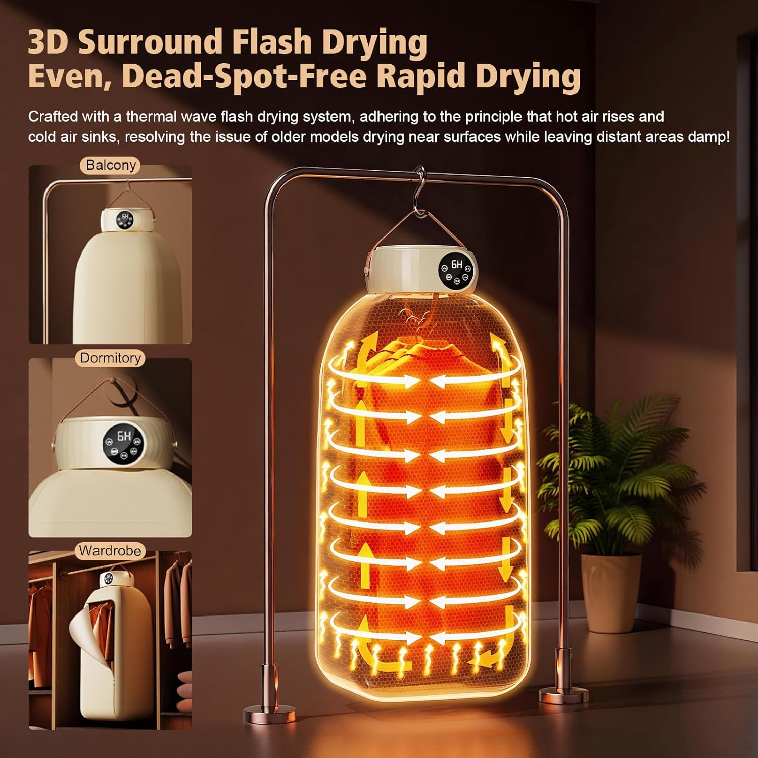 Sèche-linge électrique portable - pliable - compact - UV, minuterie, arrêt auto