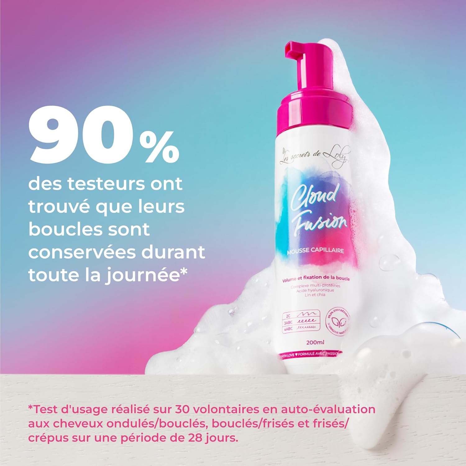 Les Secrets de Loly - Cloud Fusion - 200ml - mousse fixante volume et définition cheveux bouclés