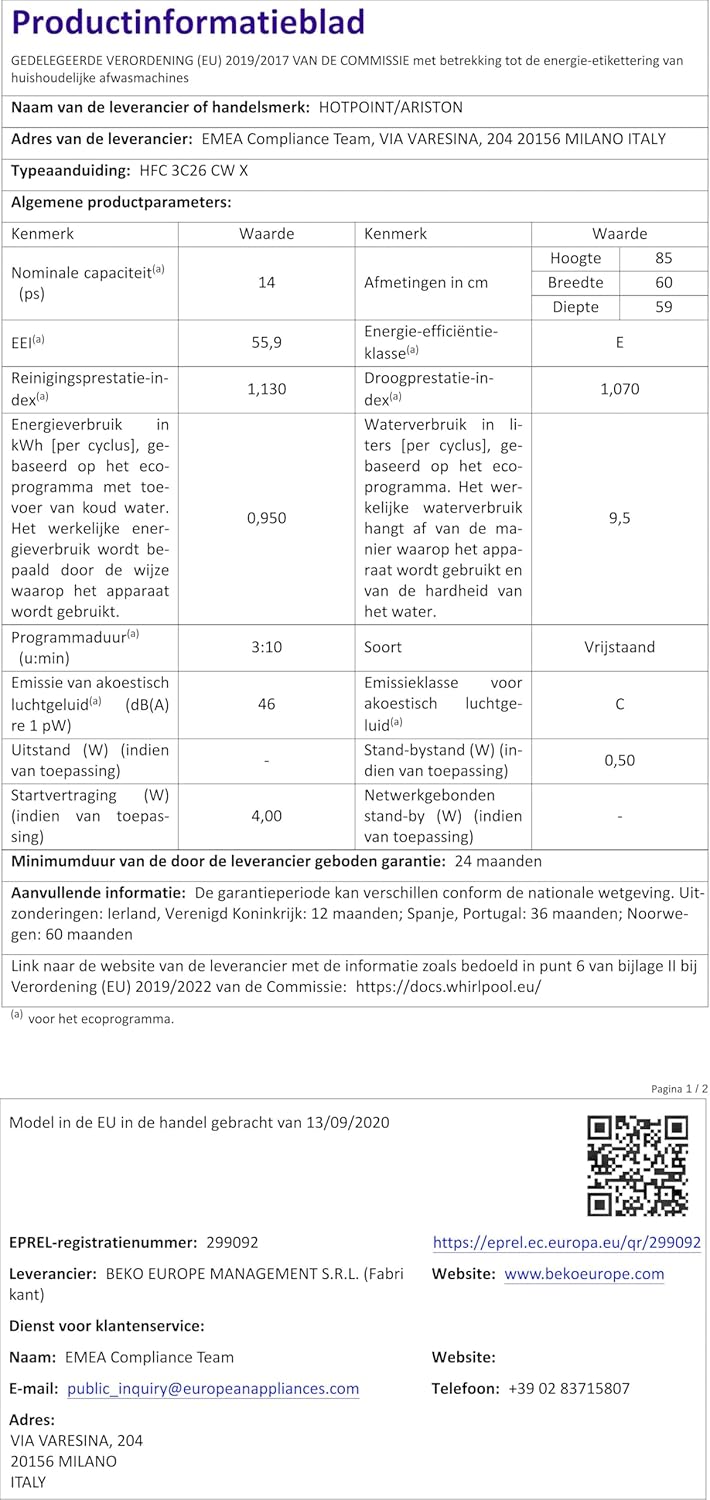 Hotpoint - lave-vaisselle série 3 - 60cm - 14 couverts, 3e panier, inox - HFC3C26CWX