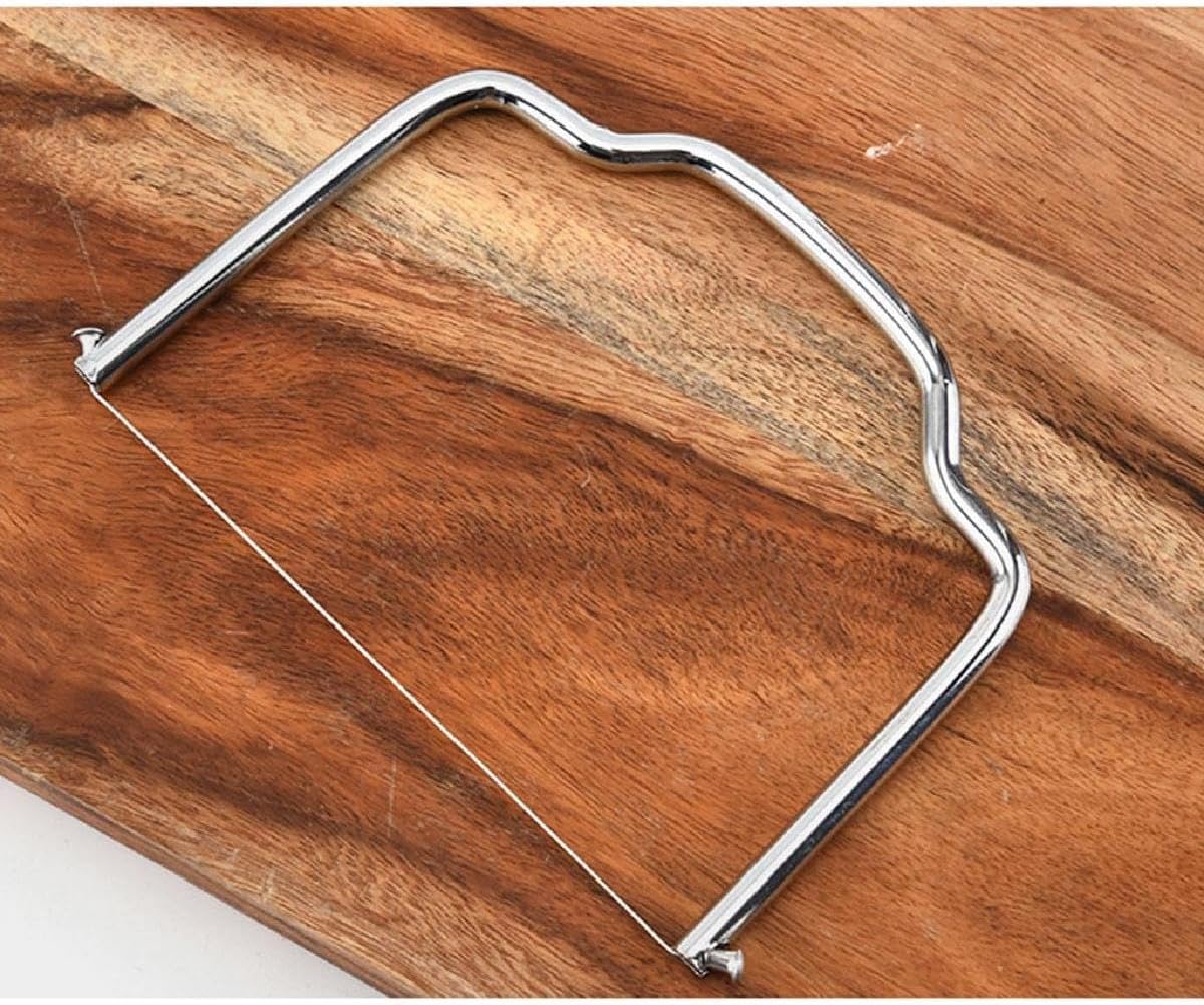 Trancheuse à fil - coupe-fromage, beurre, foie gras - inox - 2 pièces