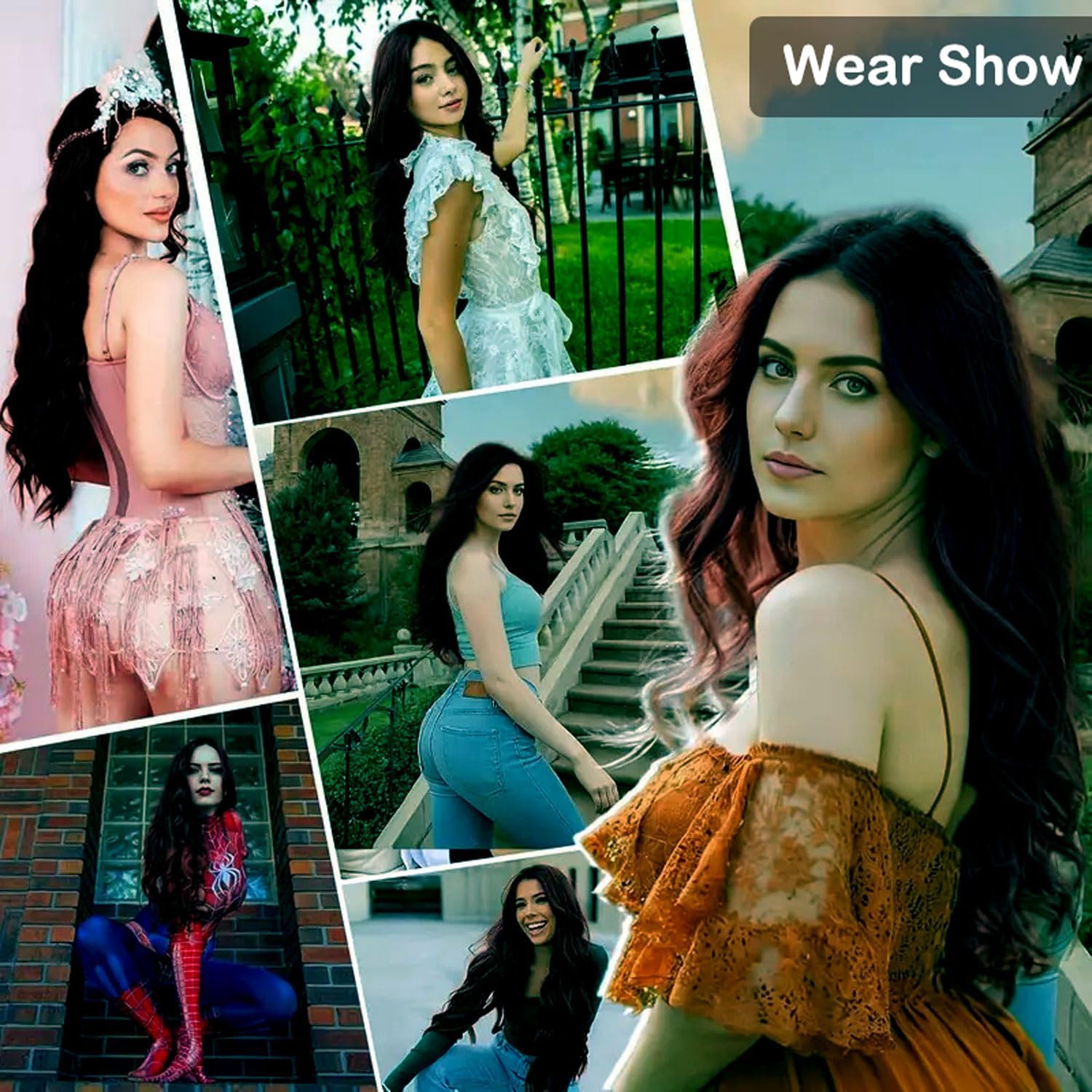 Perruque femme - longue ondulée 27'' - idéale cosplay fête - noir