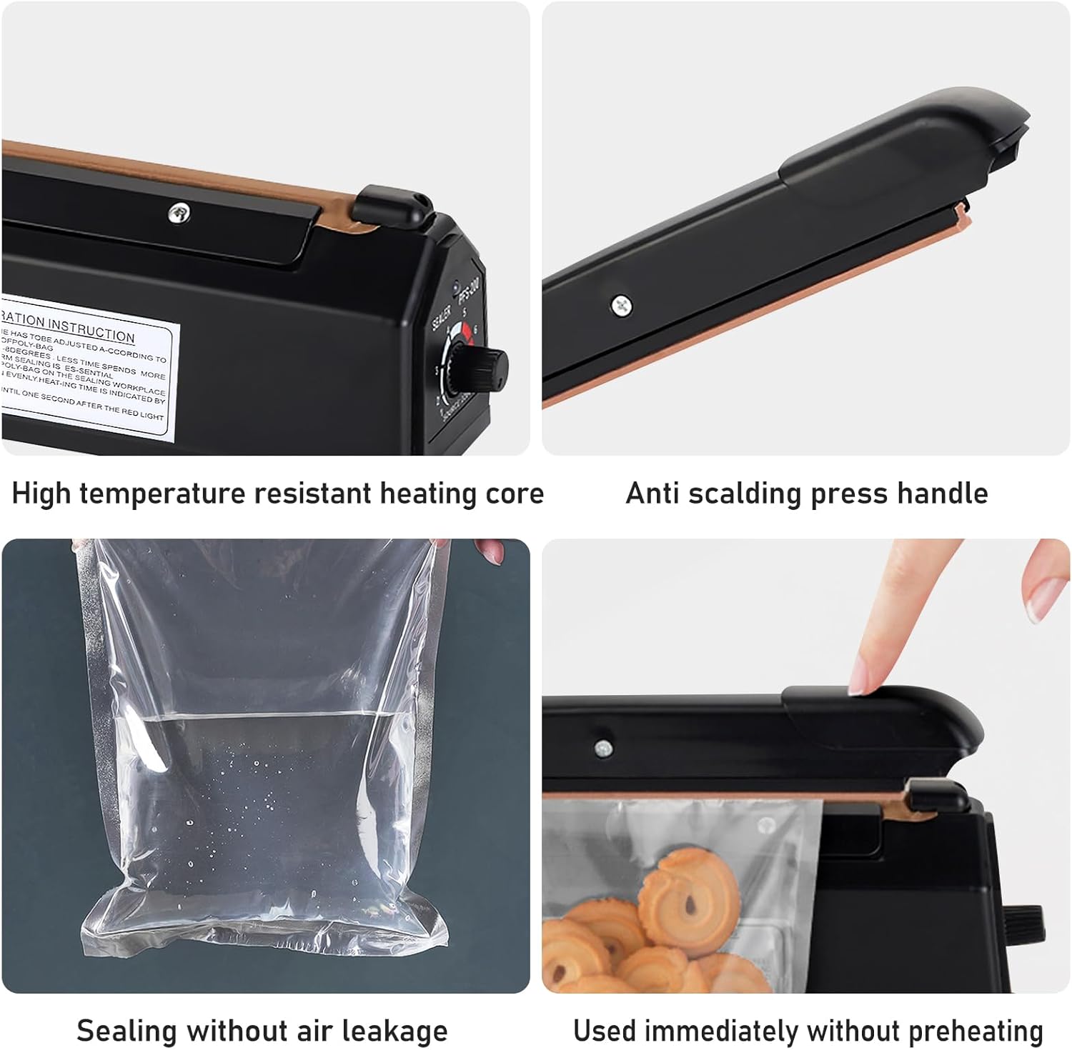 Scelleuse thermique - 200 mm - réglage impulsion, pour sacs PE/PP/Mylar