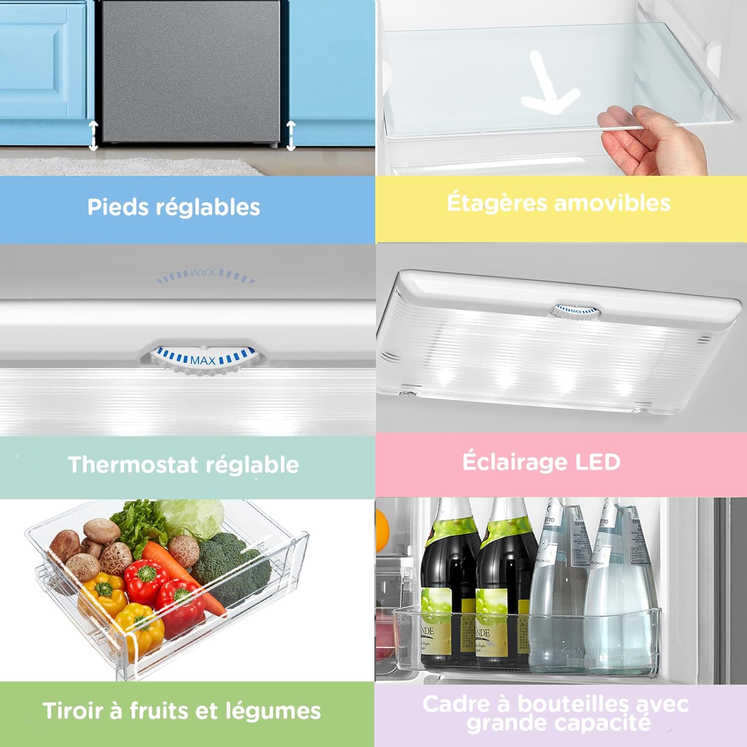 COMFEE' - combiné 262L, inox, Low Frost, silencieux, 39 dB - RCB359IX2