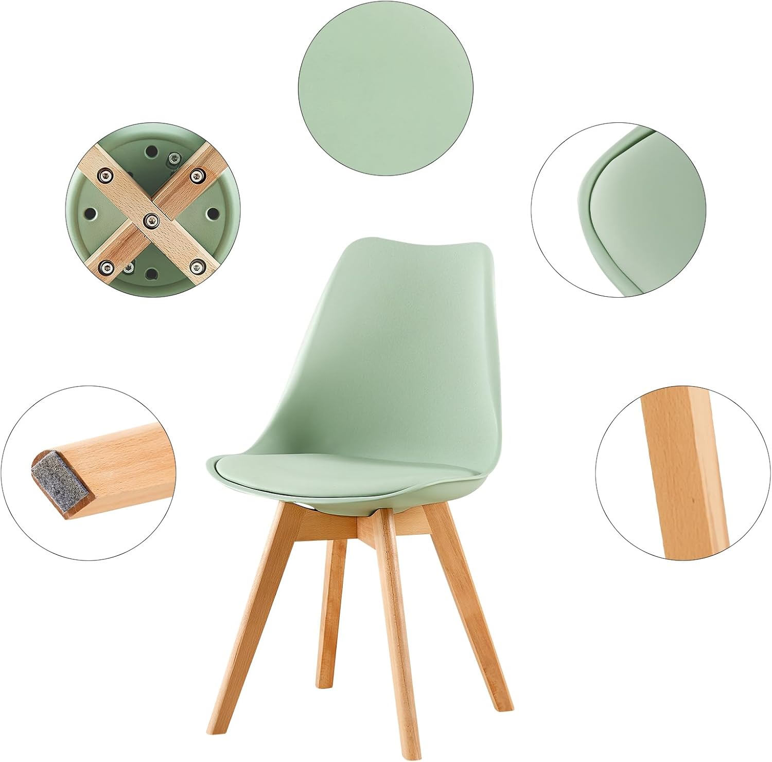 EGGREE - chaises scandinaves lot de 4 - bois hêtre - rembourrées, La Glace Verte