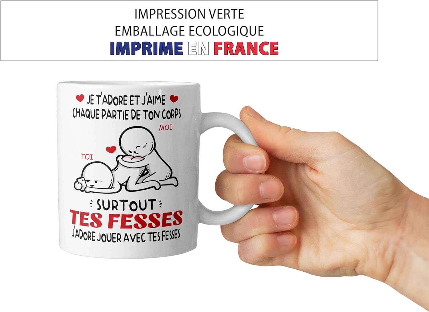 Mug - tasse couple humour cadeau original amoureux, 325ml, céramique