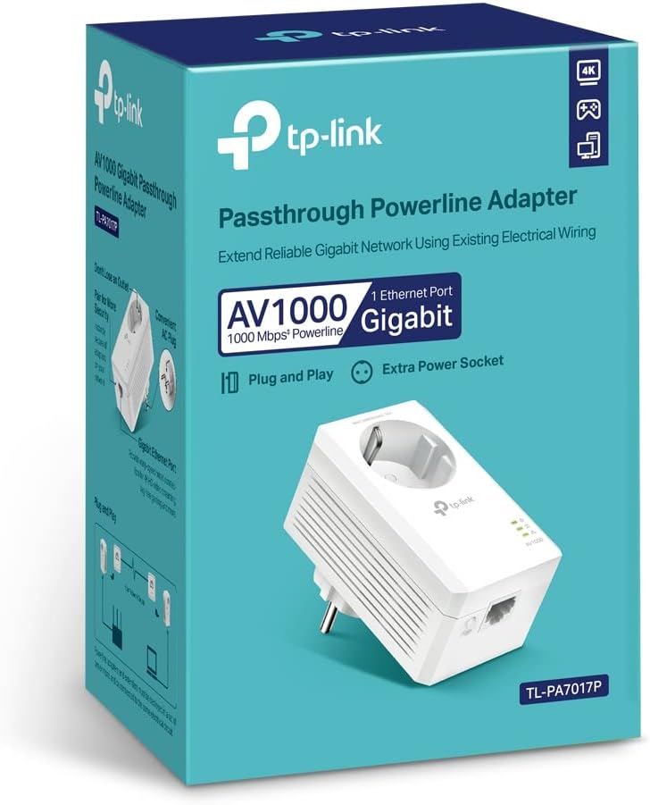 TP-Link - adaptateur Powerline, 1 port Gigabit, AV1000, économie d'énergie, TL-PA7017P