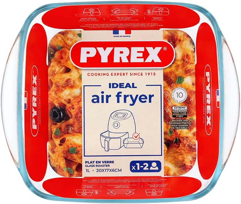 Pyrex - Prepware plat carré - 20x17 cm - verre 1L, cuisson au four