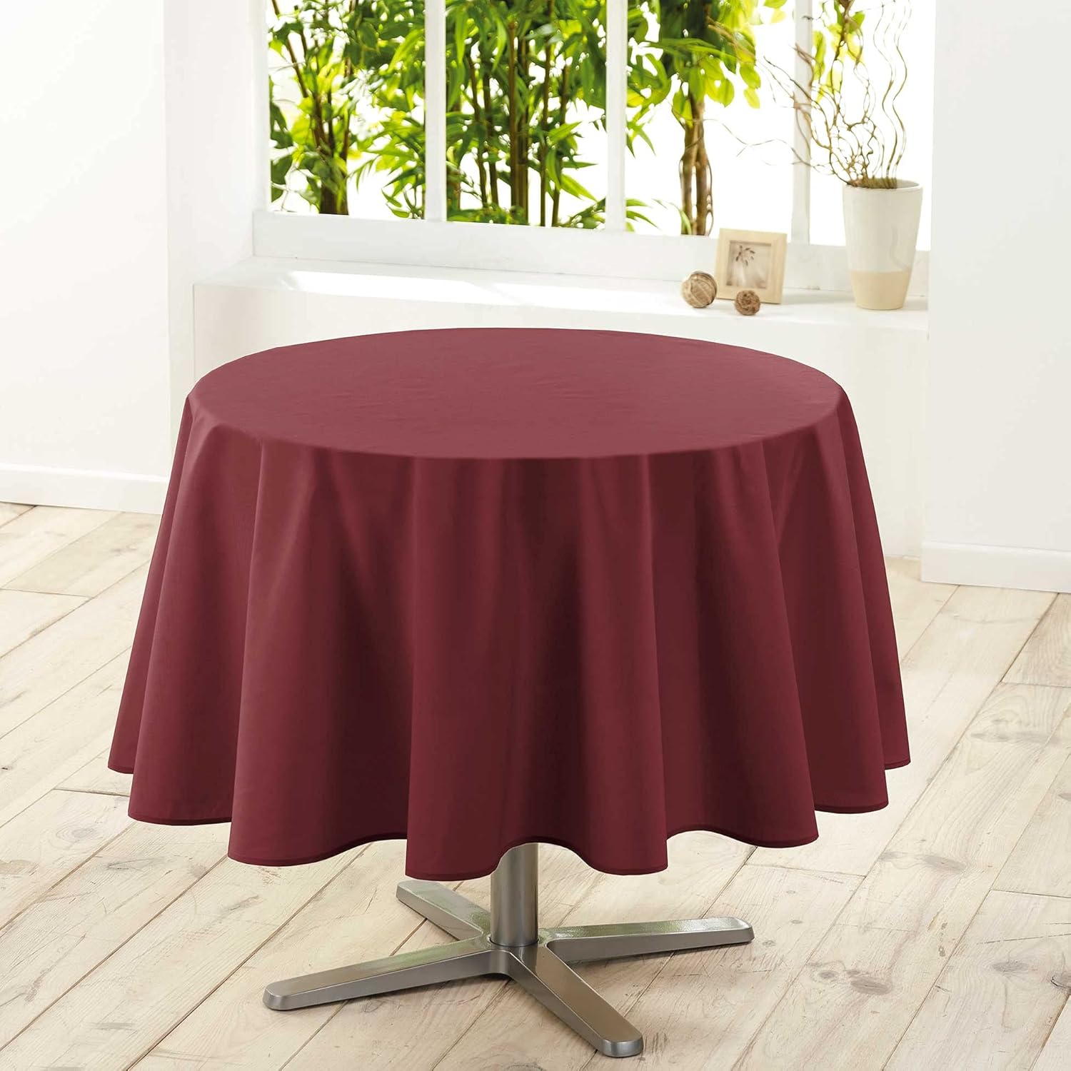 Nappe ronde - polyester uni essentiel bordeaux - 180 cm