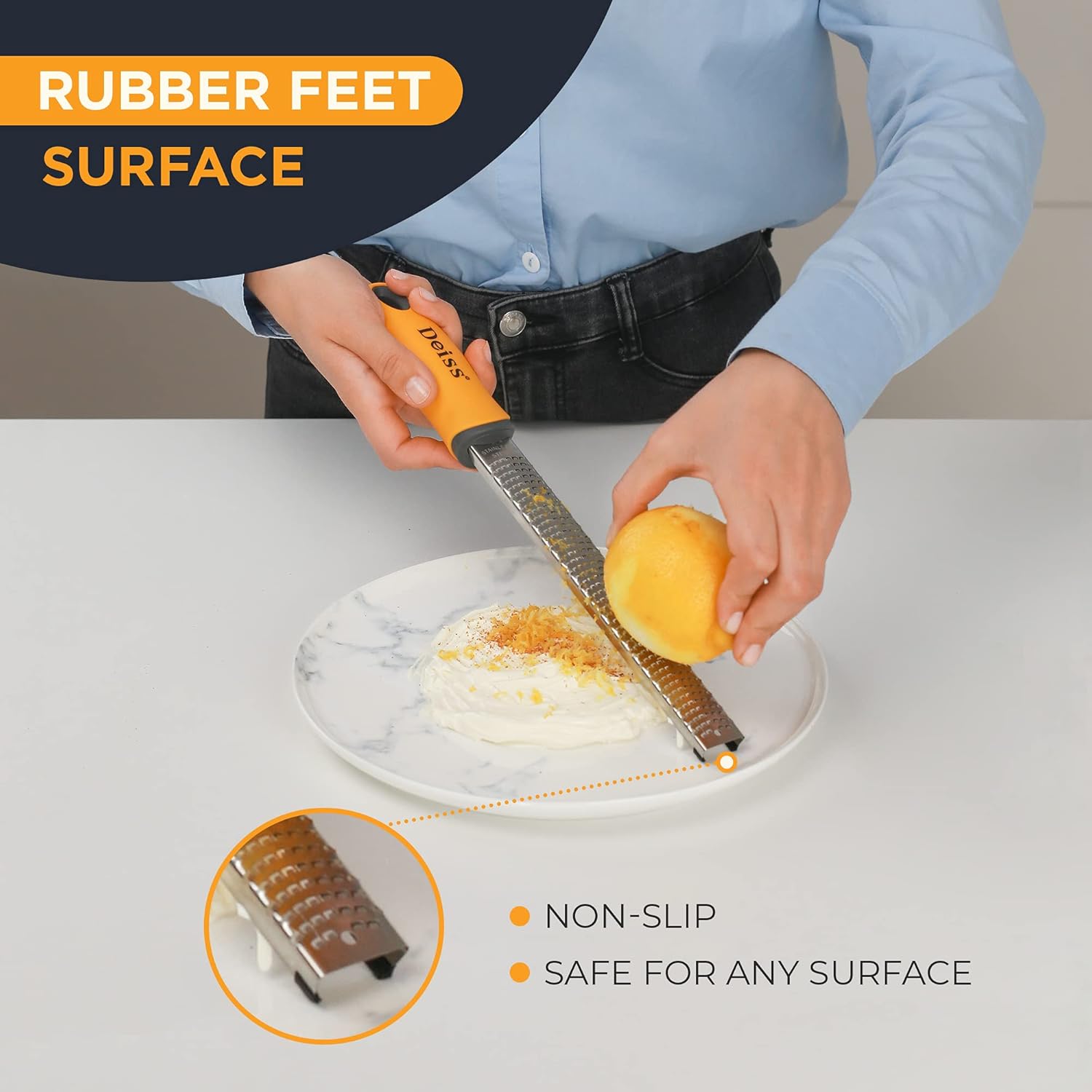 Deiss - PRO Zesteur/Râpe manuelle - inox, lave-vaisselle, multi-usages