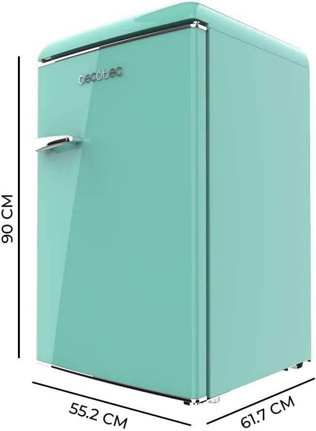 Cecotec - Bolero CoolMarket TT Origin - 110L - mini frigo rétro vert, éclairage LED, poignée chromée, ICEBOX, classe E, 