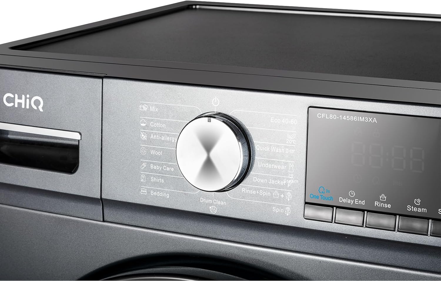 CHiQ - lave-linge frontal 8 kg, moteur inverter, 1400 tr/min, vapeur, CFL80-14586IM3XA