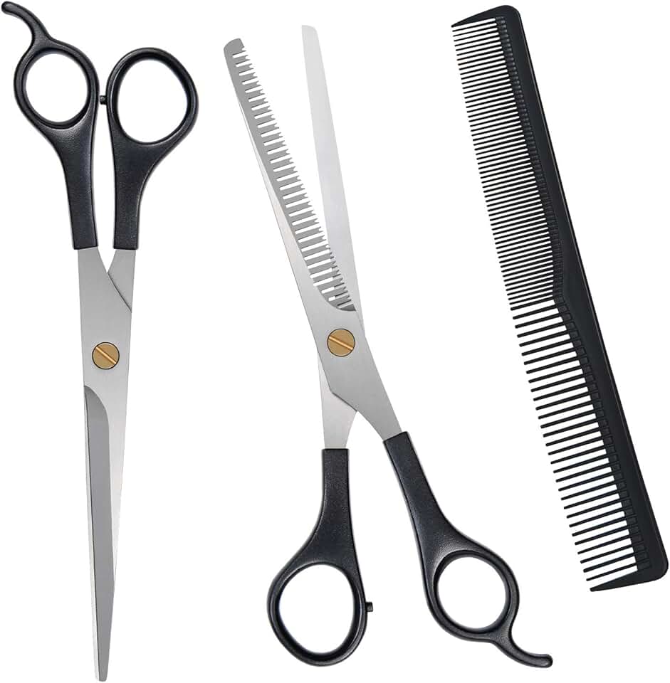 URAQT - Ciseaux de coiffure professionnel - 17,2cm - acier inox, peigne inclus