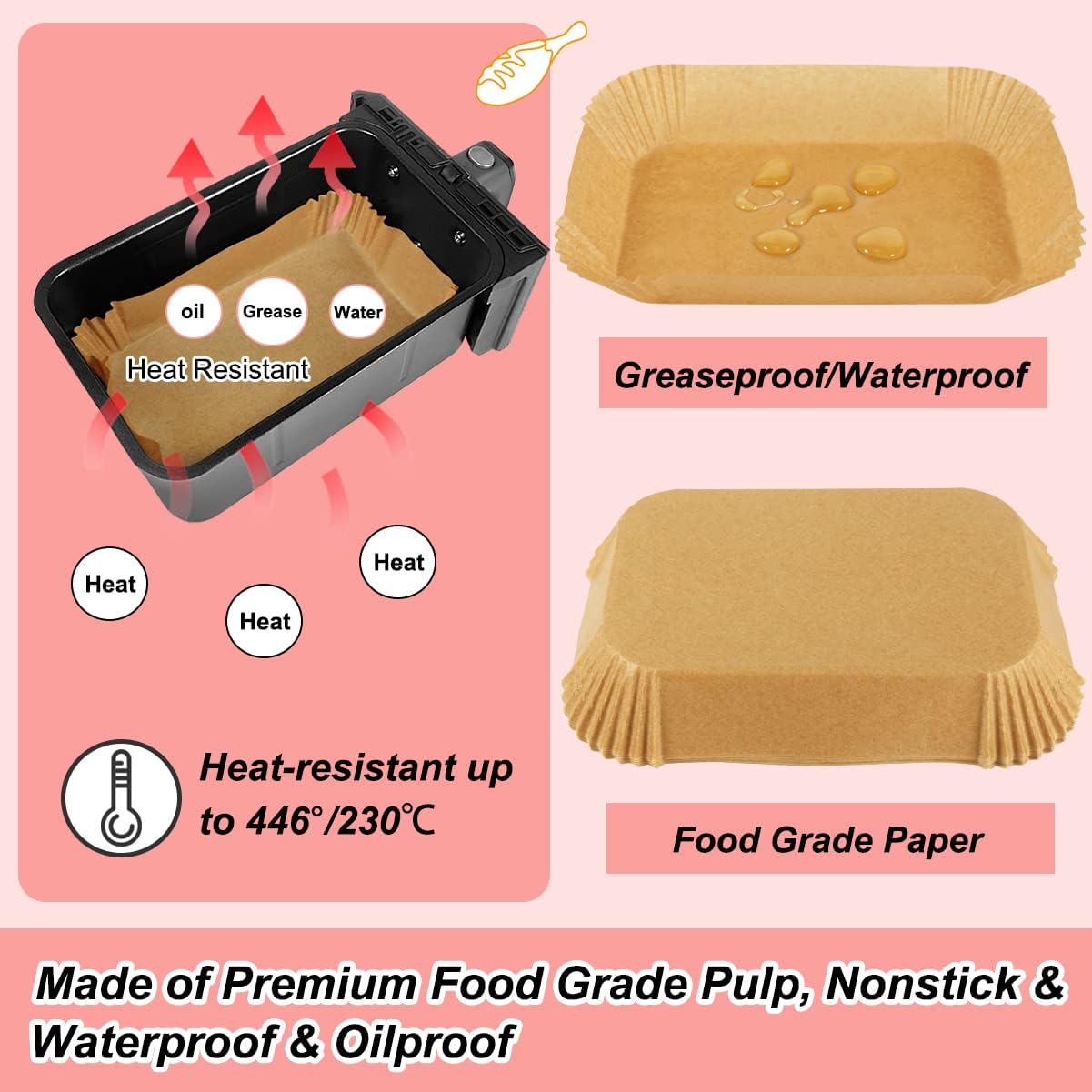 BYKITCHEN - papier cuisson air fryer - 150 pièces, 9,5L/7,6L, accessoire compatible grande capacité, AF300EU/AF400EU/SL4