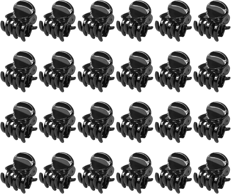Pinces à cheveux - mini clips acrylique, forte tenue, 24pcs, noir