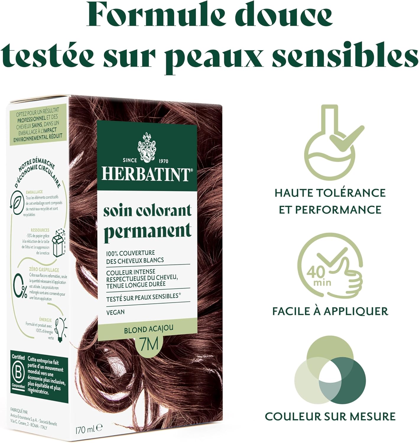Herbatint - coloration 7M - 170ml - sans ammoniaque, 100% couvrance