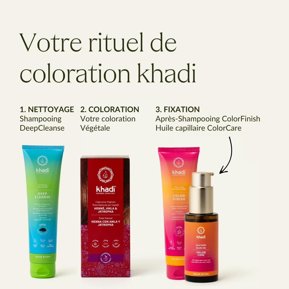 khadi - Henné Amla Jatropha - 100g - coloration rouge intense, végétale