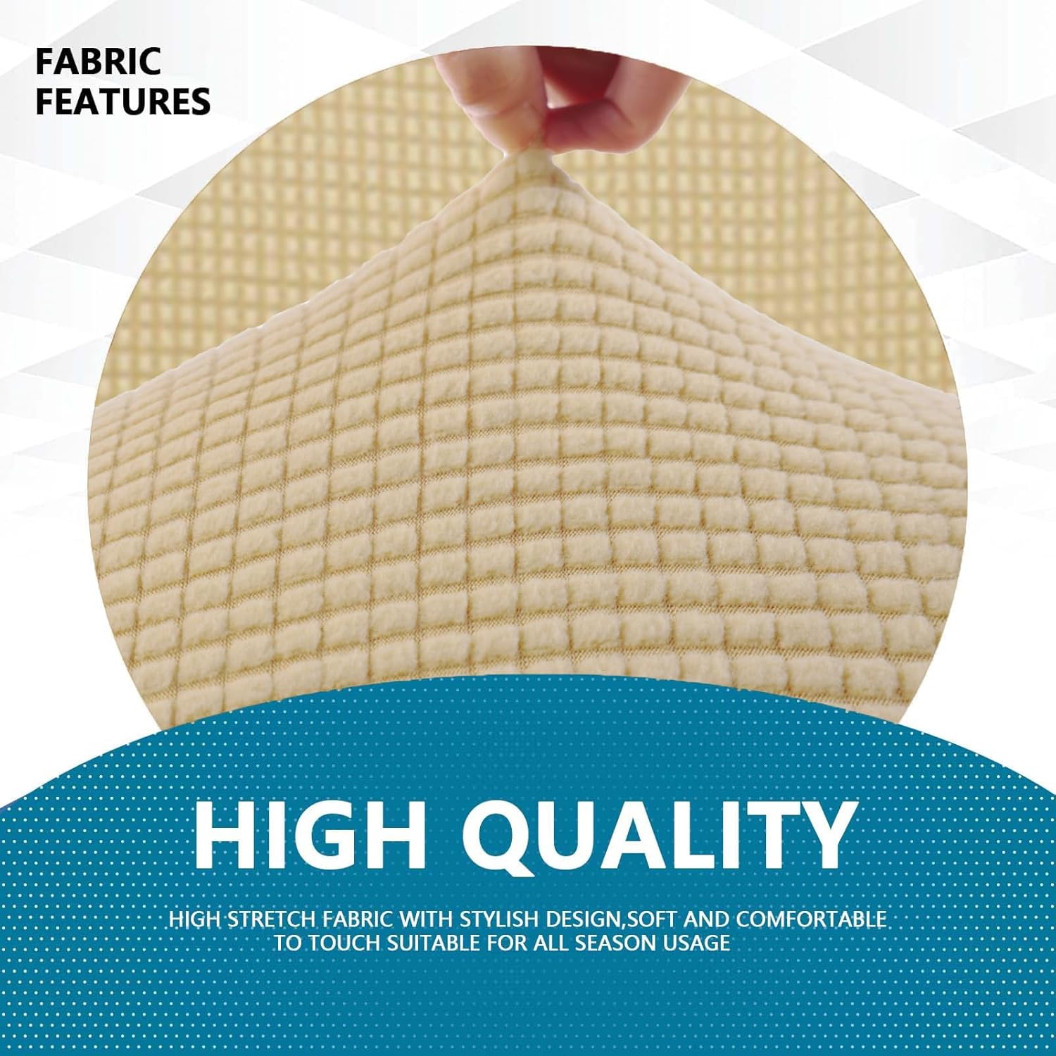 Housse canapé 2 places - extensible, beige jaune, lavable, antidérapante