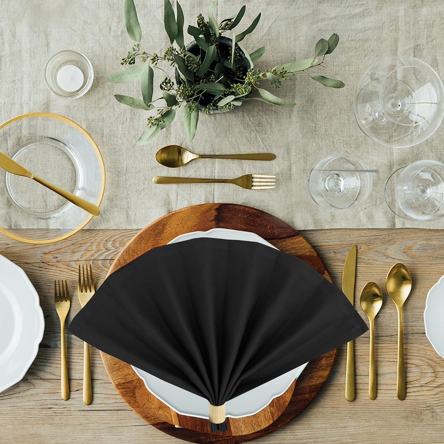 Sweet Needle - serviettes de table 45x45cm - coton épais, coins arrondis, lot de 12