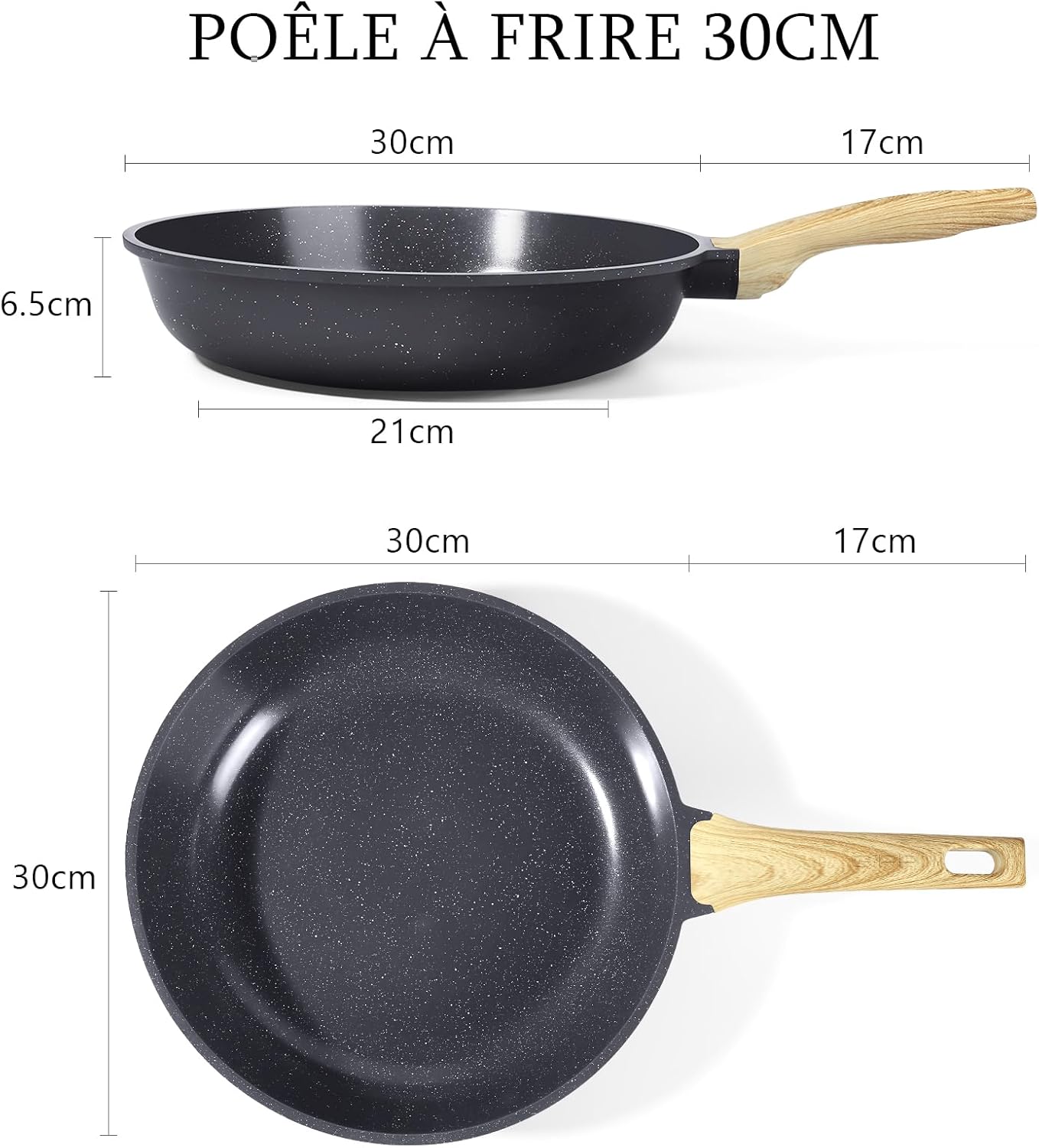 GiPP - poêle à frire granit 30cm - antiadhésive, induction, sans PFAS