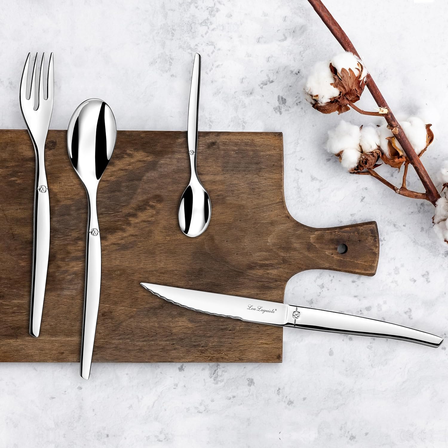 Lou Laguiole - Jet - 24 couverts pour 4 personnes - inox 18/0 brillant