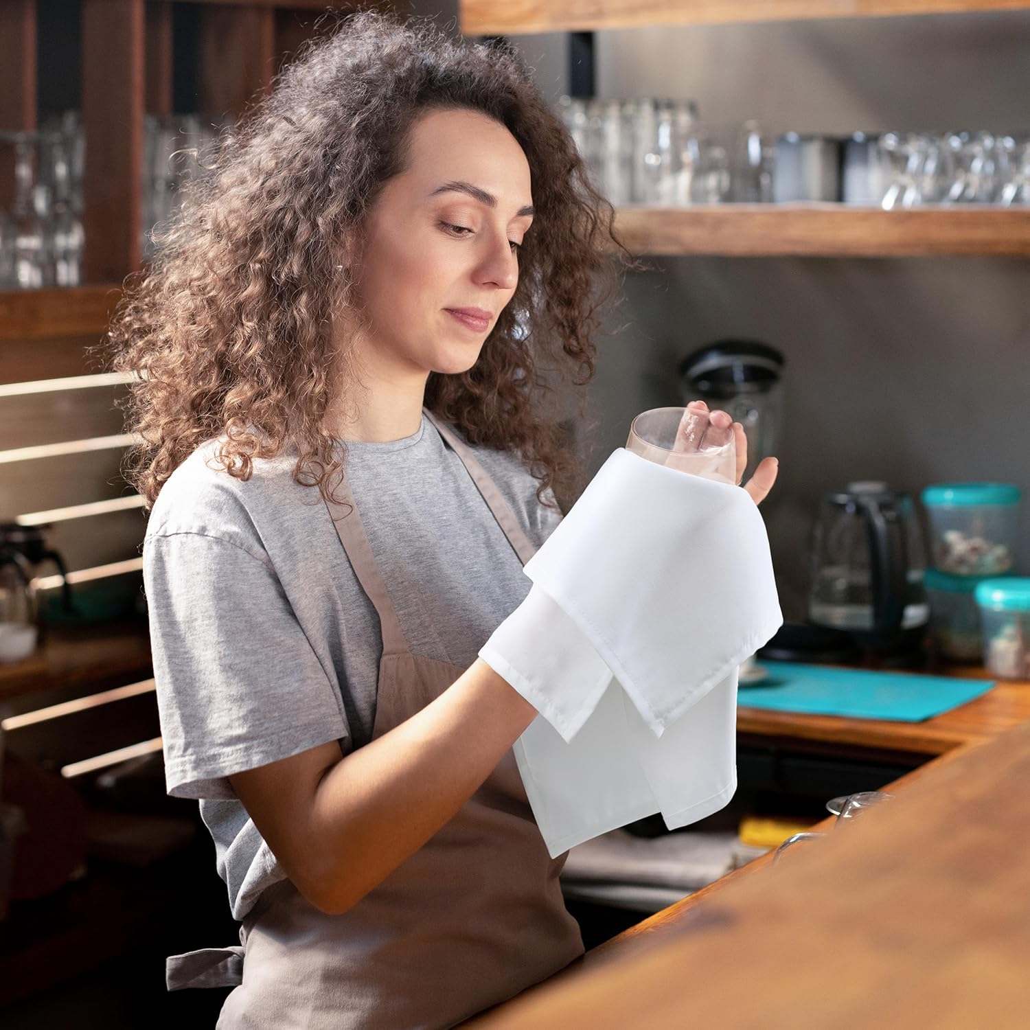 KICHLY - serviettes en tissu, lot de 24, 43x43 cm, polyester, douces et réutilisables