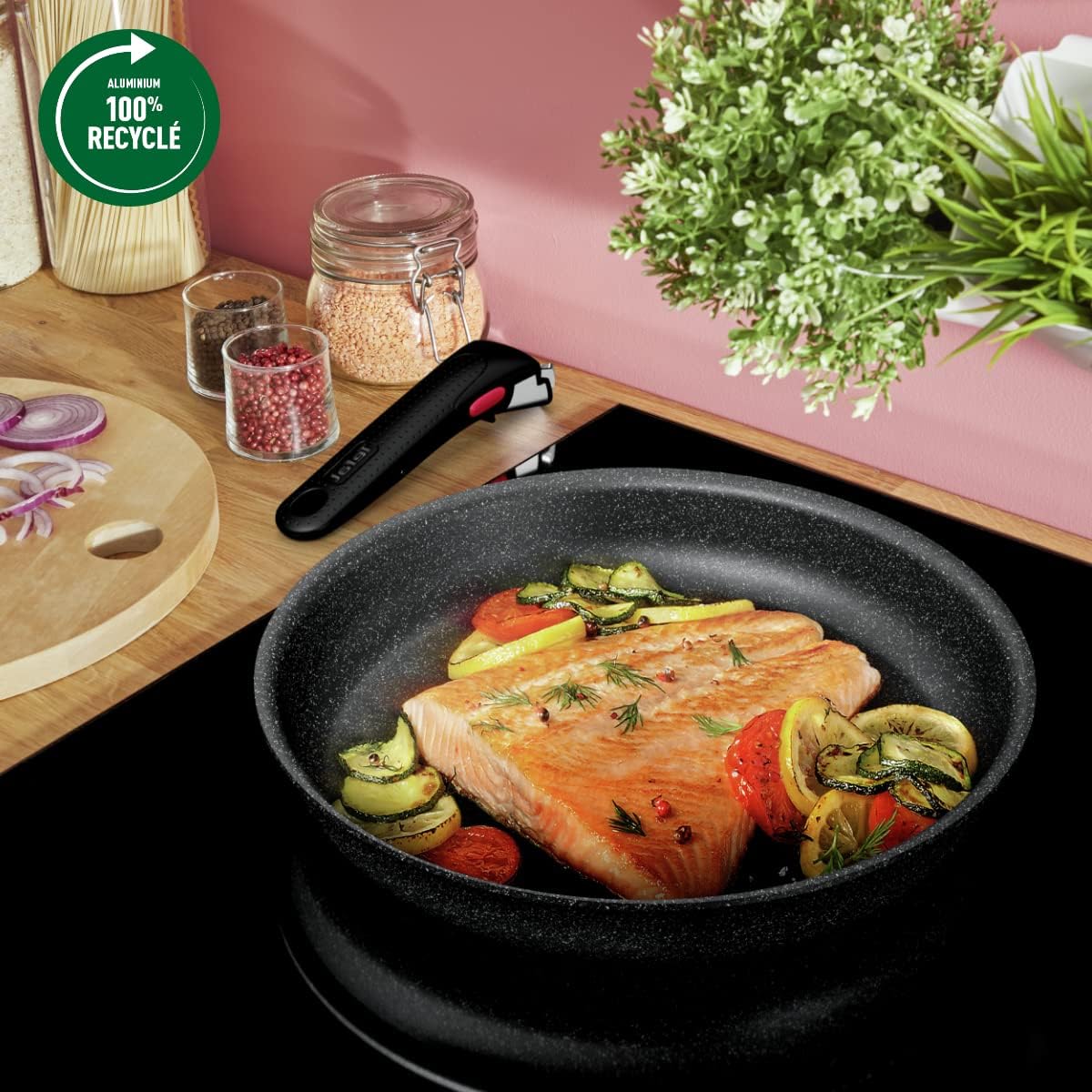 Tefal - Ingenio Black Stone - 7 pièces - induction, antiadhésif, empilable, fabriqué en France