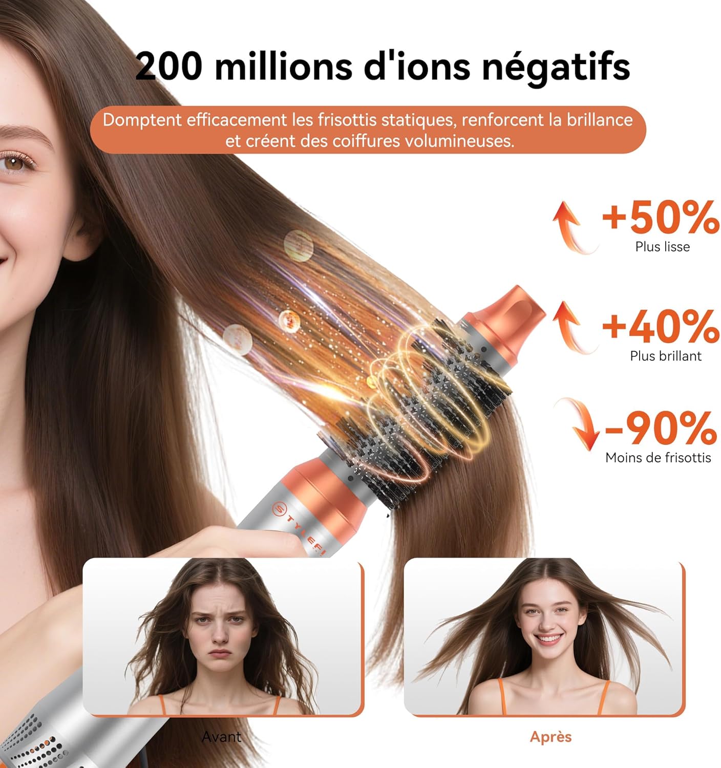 Brosse soufflante 5 en 1 - 800W - sèche, lisse, boucle, stylise