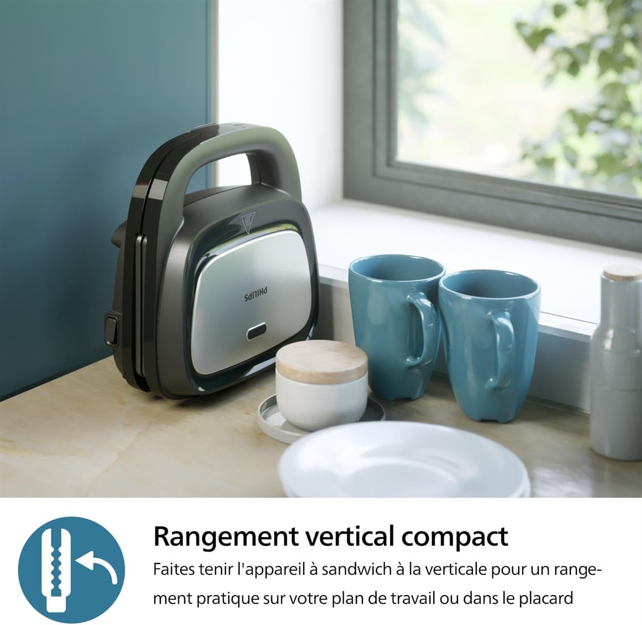 Philips - Series 5000, 3 plaques, antiadhésives, 750W, HD2350/80