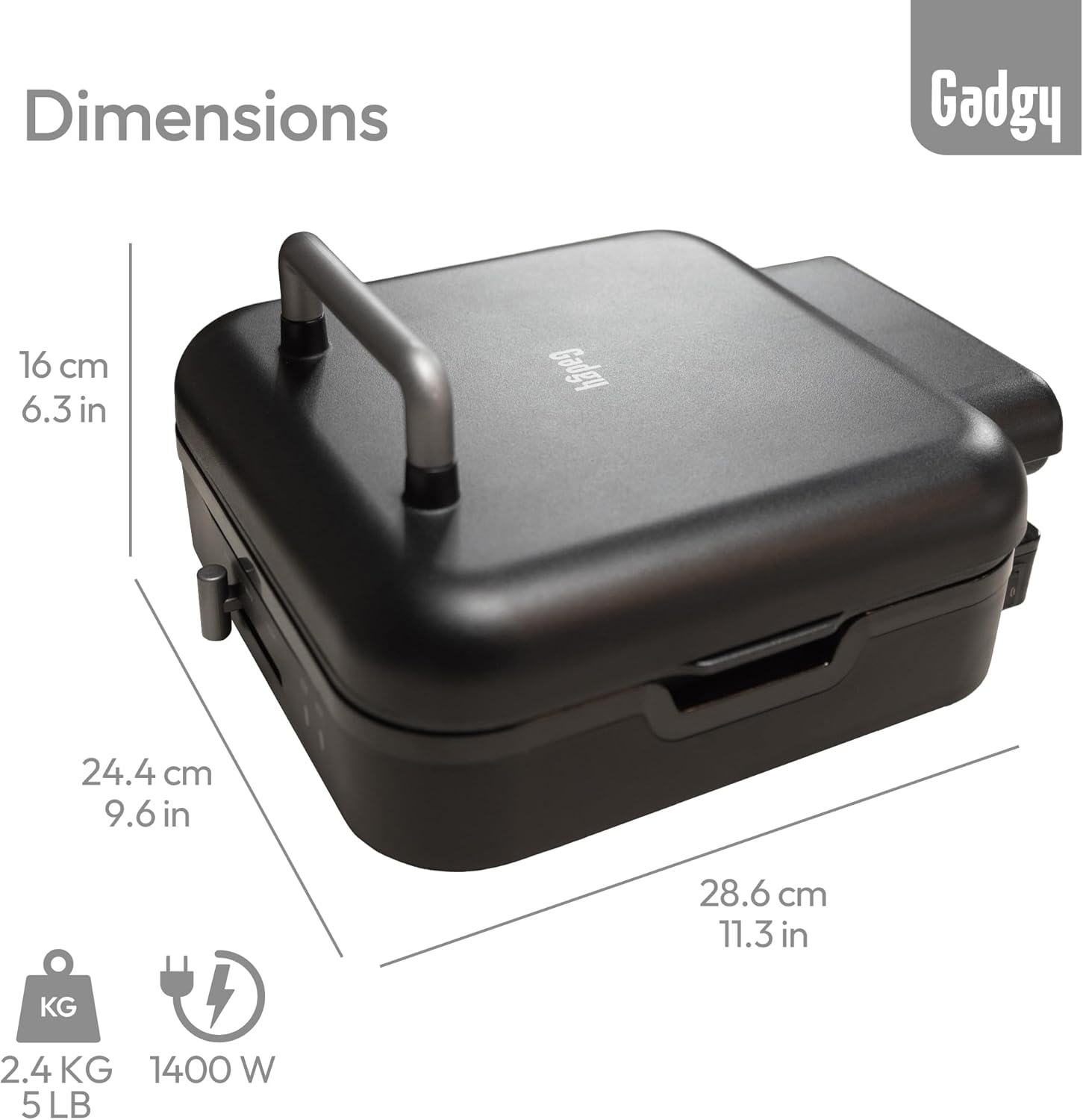 Gadgy - Gril de contact 2 en 1, 1400W, plaques amovibles, température réglable