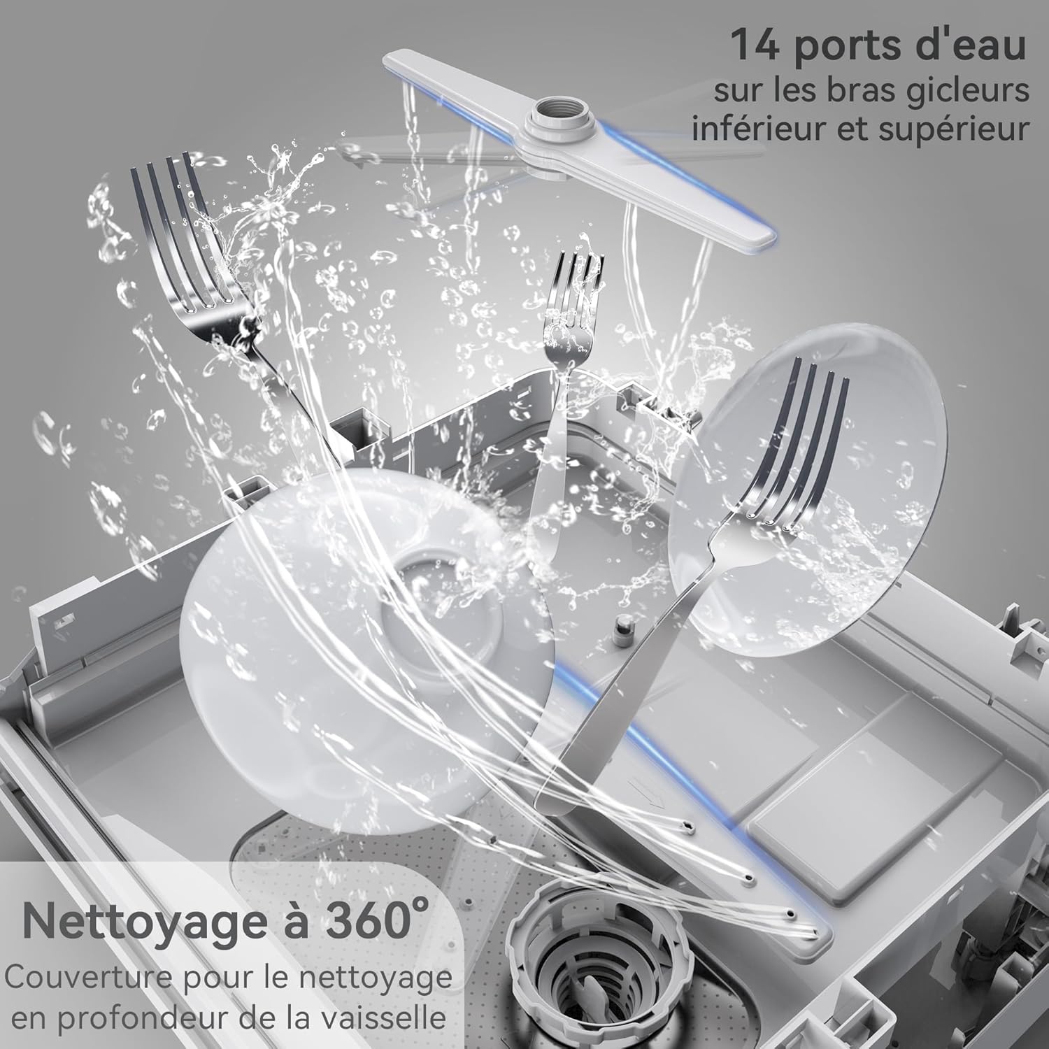 Hermitlux - Mini lave-vaisselle compact 43cm, 4 couverts, robinet ou autonomie, 175kWh/an, blanc