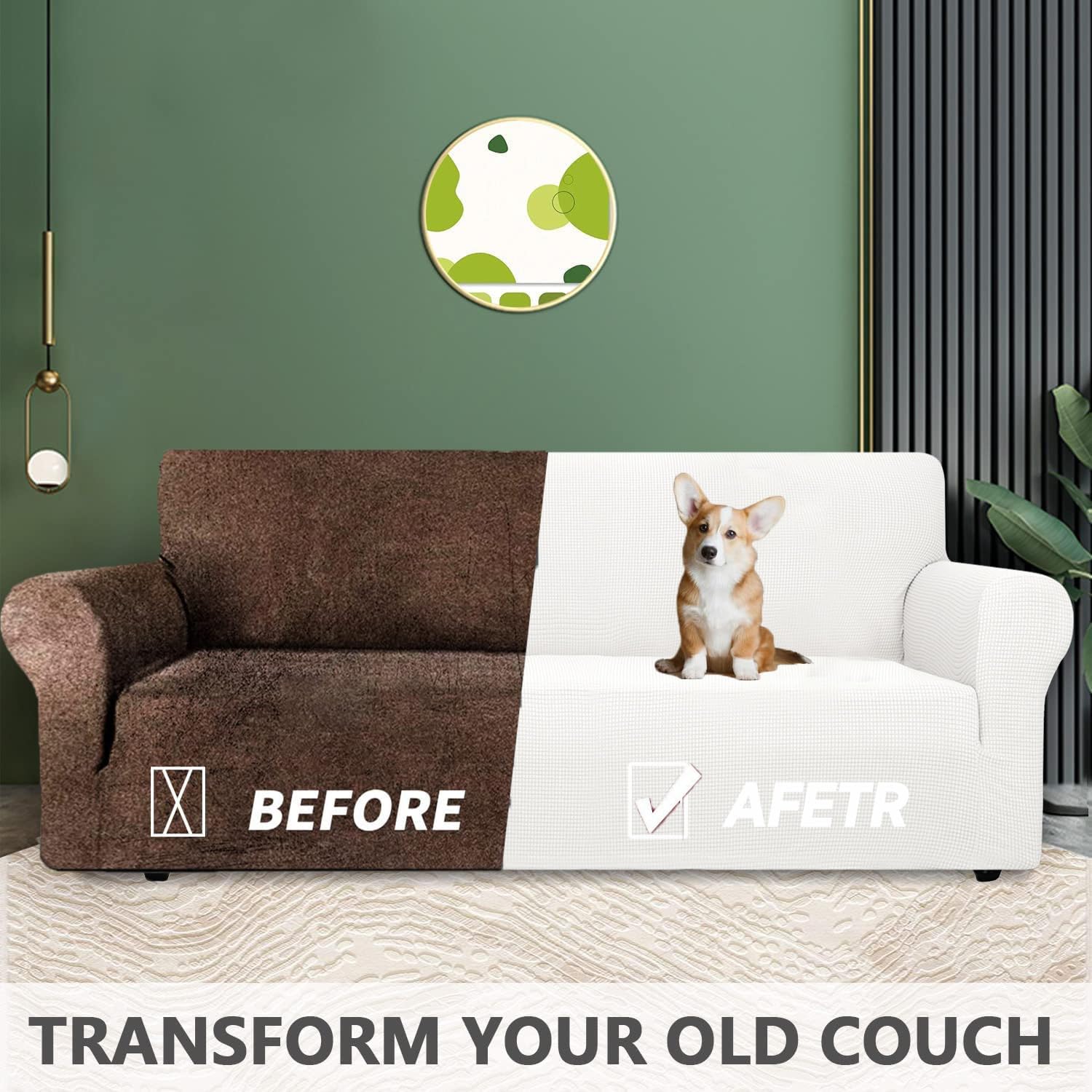 Housse canapé 2 places - extensible, lavable, antidérapante, blanc