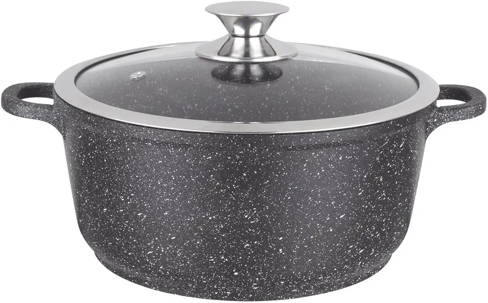 Kamberg - faitout série fonte aluminium 28 cm - revêtement pierre, induction, couvercle verre, sans PFOA - 0008033