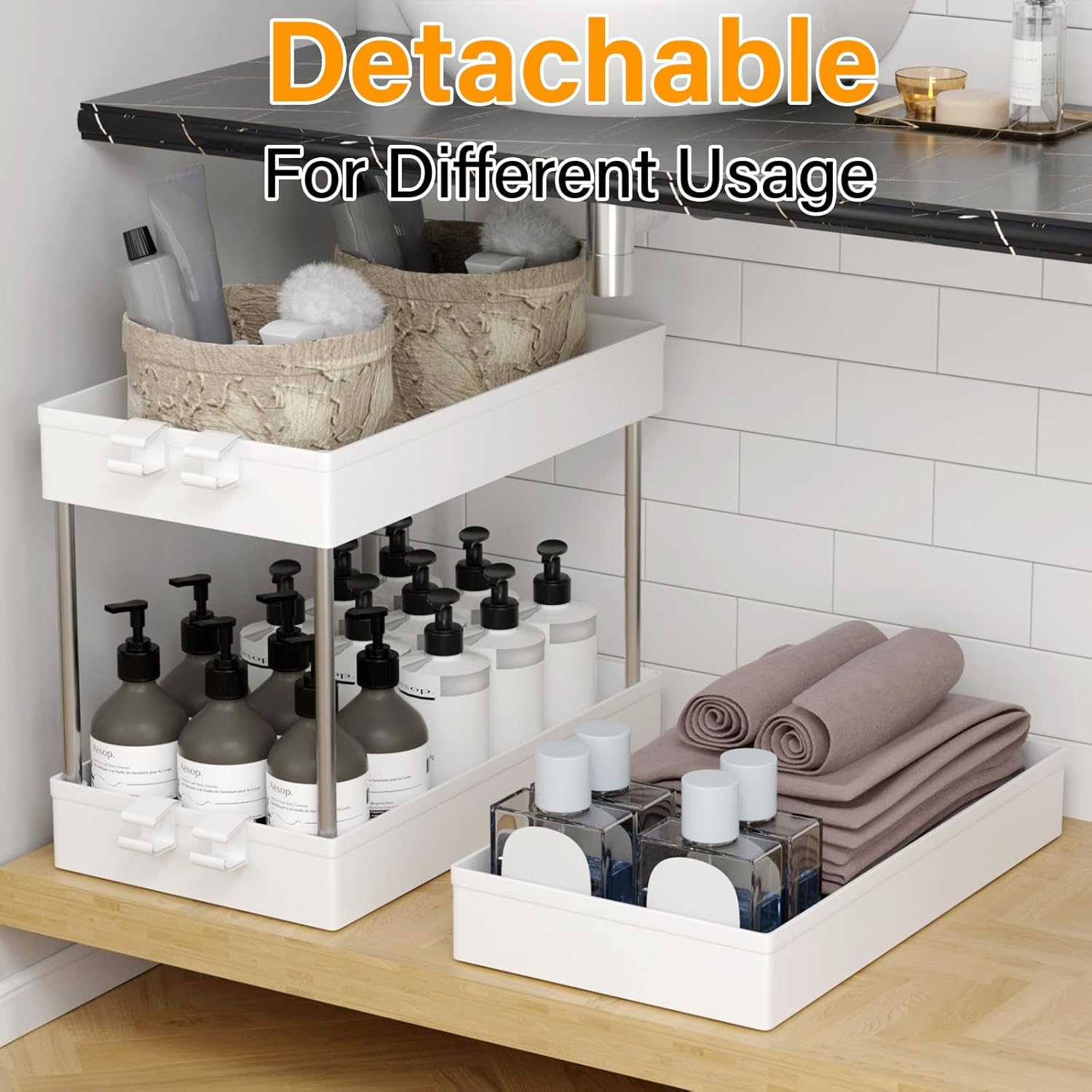 Desserte à roulettes - chariot 3 niveaux, mobile 60x40x22cm, espaces étroits