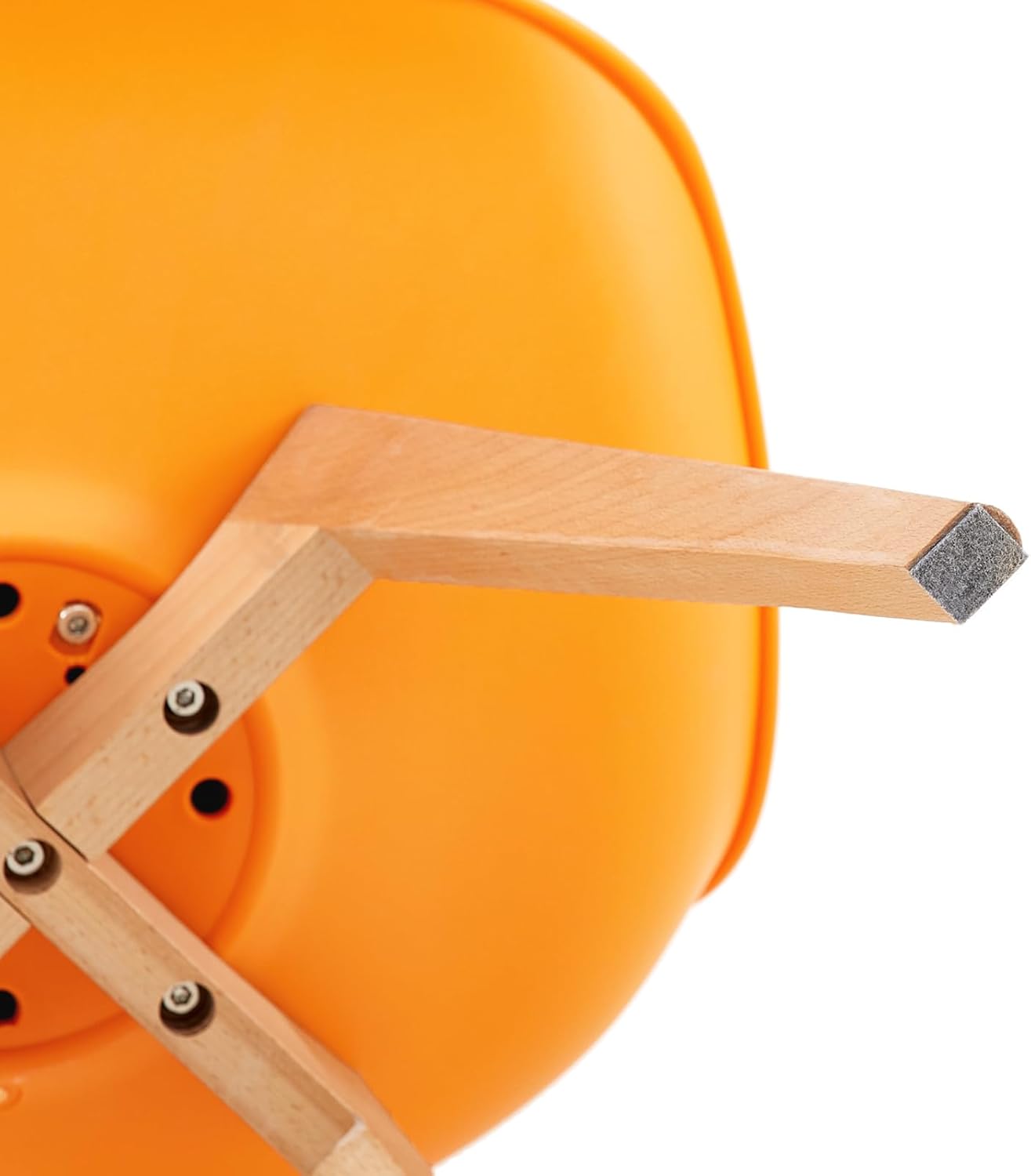 EGGREE - Lot de 4 chaises scandinaves - bois hêtre, rembourrées, orange